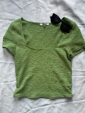 Madewell Textured Green Cropped Top